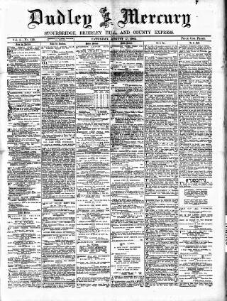 cover page of Dudley Mercury, Stourbridge, Brierley Hill, and County Express published on August 17, 1889