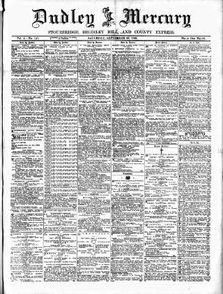 cover page of Dudley Mercury, Stourbridge, Brierley Hill, and County Express published on September 28, 1889