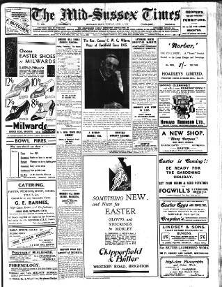 cover page of Mid Sussex Times published on April 4, 1933