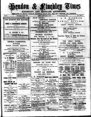 cover page of Hendon & Finchley Times published on February 2, 1894