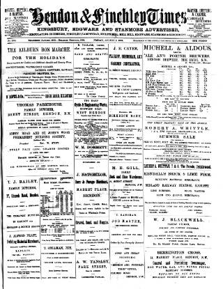 cover page of Hendon & Finchley Times published on August 2, 1901