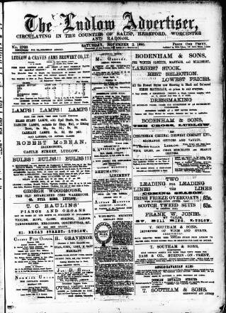 cover page of Ludlow Advertiser published on November 2, 1895