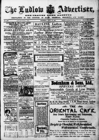 cover page of Ludlow Advertiser published on June 18, 1910