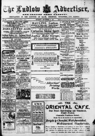 cover page of Ludlow Advertiser published on September 17, 1910
