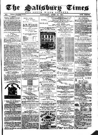 cover page of Salisbury Times published on June 18, 1881