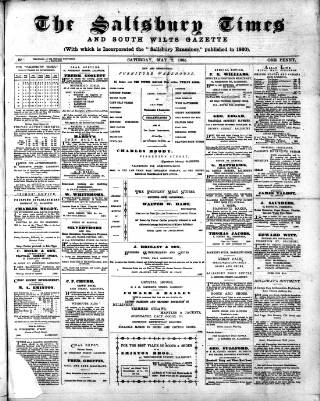 cover page of Salisbury Times published on May 2, 1885