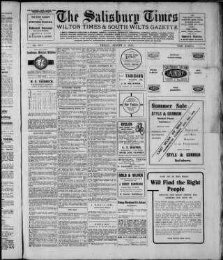 cover page of Salisbury Times published on August 2, 1918