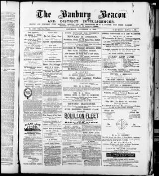 cover page of Banbury Beacon published on November 2, 1889