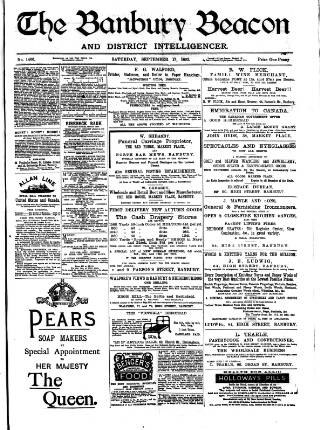 cover page of Banbury Beacon published on September 17, 1892