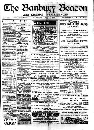 cover page of Banbury Beacon published on April 2, 1898