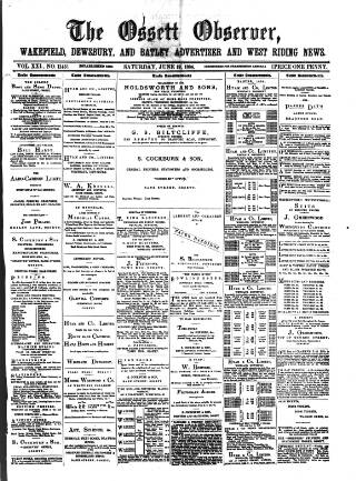 cover page of Ossett Observer published on June 19, 1886
