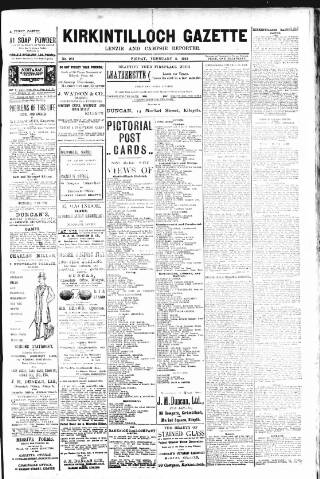 cover page of Kirkintilloch Gazette published on February 2, 1912