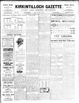 cover page of Kirkintilloch Gazette published on November 2, 1928