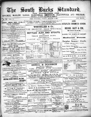 cover page of South Bucks Standard published on August 2, 1895