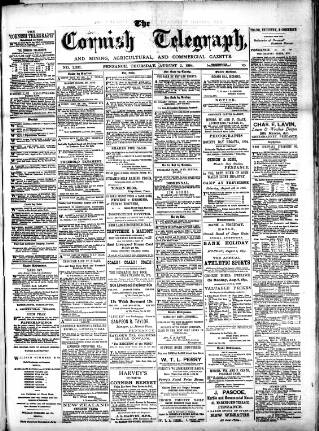 cover page of Cornish Telegraph published on August 2, 1894