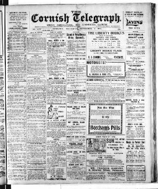 cover page of Cornish Telegraph published on September 17, 1914