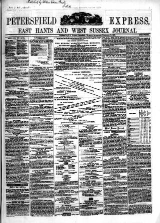 cover page of Petersfield Express published on February 2, 1869