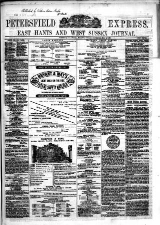 cover page of Petersfield Express published on May 4, 1869