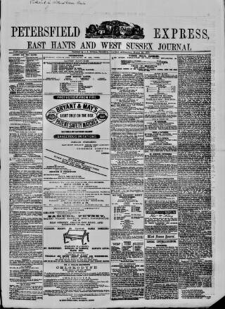 cover page of Petersfield Express published on March 29, 1870