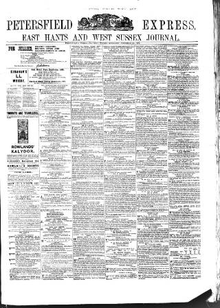 cover page of Petersfield Express published on September 23, 1879