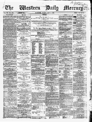 cover page of Western Daily Mercury published on May 2, 1864