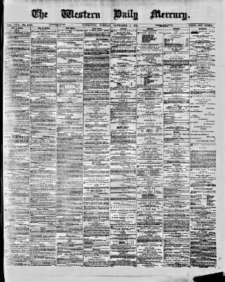 cover page of Western Daily Mercury published on November 2, 1875