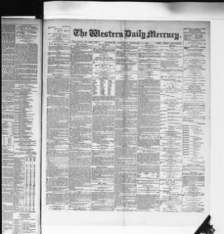 cover page of Western Daily Mercury published on February 2, 1884