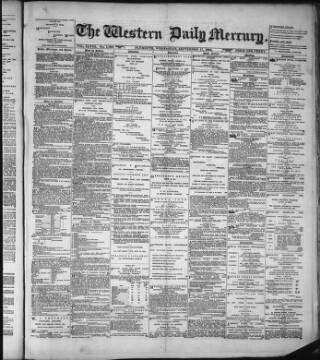 cover page of Western Daily Mercury published on September 17, 1884