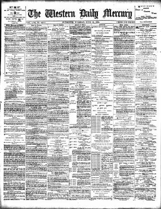cover page of Western Daily Mercury published on June 18, 1889