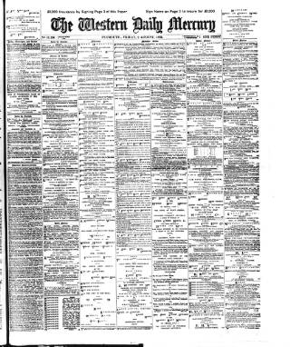 cover page of Western Daily Mercury published on August 2, 1895