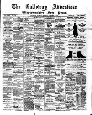 cover page of Galloway Advertiser and Wigtownshire Free Press published on November 2, 1882