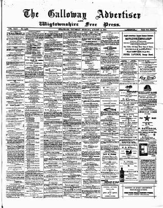 cover page of Galloway Advertiser and Wigtownshire Free Press published on August 13, 1885