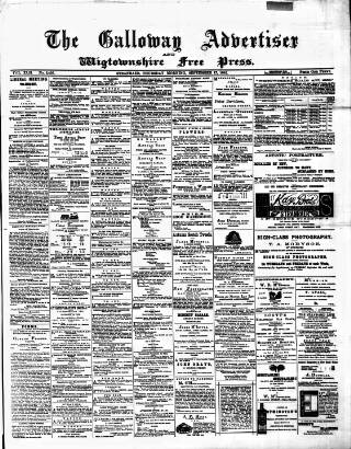 cover page of Galloway Advertiser and Wigtownshire Free Press published on September 17, 1885