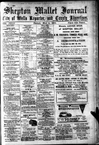 cover page of Shepton Mallet Journal published on May 4, 1934