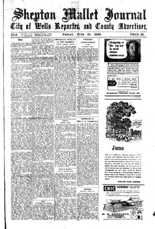 cover page of Shepton Mallet Journal published on June 18, 1948