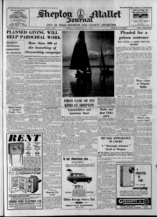 cover page of Shepton Mallet Journal published on February 2, 1962