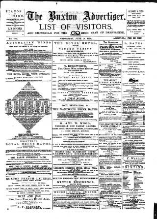 cover page of Buxton Advertiser published on June 18, 1884