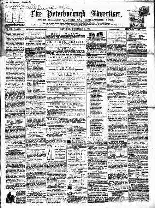 cover page of Peterborough Advertiser published on November 2, 1861