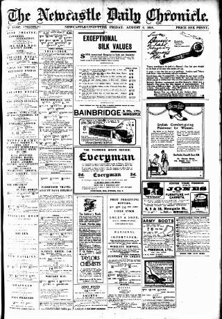 cover page of Newcastle Daily Chronicle published on August 2, 1918