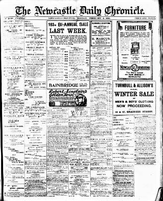 cover page of Newcastle Daily Chronicle published on February 2, 1920