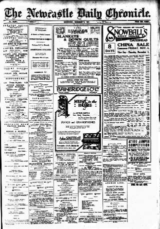 cover page of Newcastle Daily Chronicle published on November 2, 1921