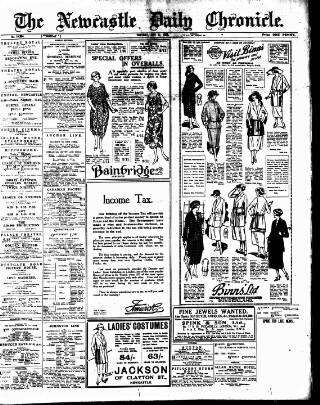 cover page of Newcastle Daily Chronicle published on May 2, 1922