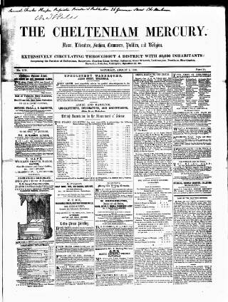 cover page of Cheltenham Mercury published on August 2, 1856