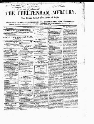 cover page of Cheltenham Mercury published on May 2, 1857