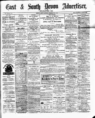 cover page of East & South Devon Advertiser published on February 2, 1878