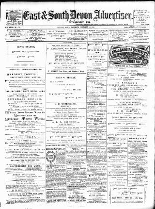 cover page of East & South Devon Advertiser. published on November 2, 1895