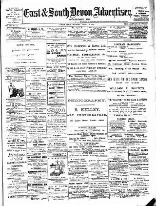 cover page of East & South Devon Advertiser published on March 19, 1904