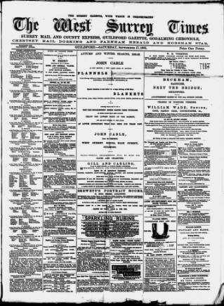 cover page of West Surrey Times published on September 17, 1881