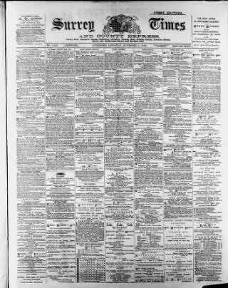 cover page of West Surrey Times published on November 2, 1889