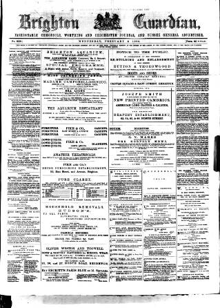 cover page of Brighton Guardian published on February 2, 1876